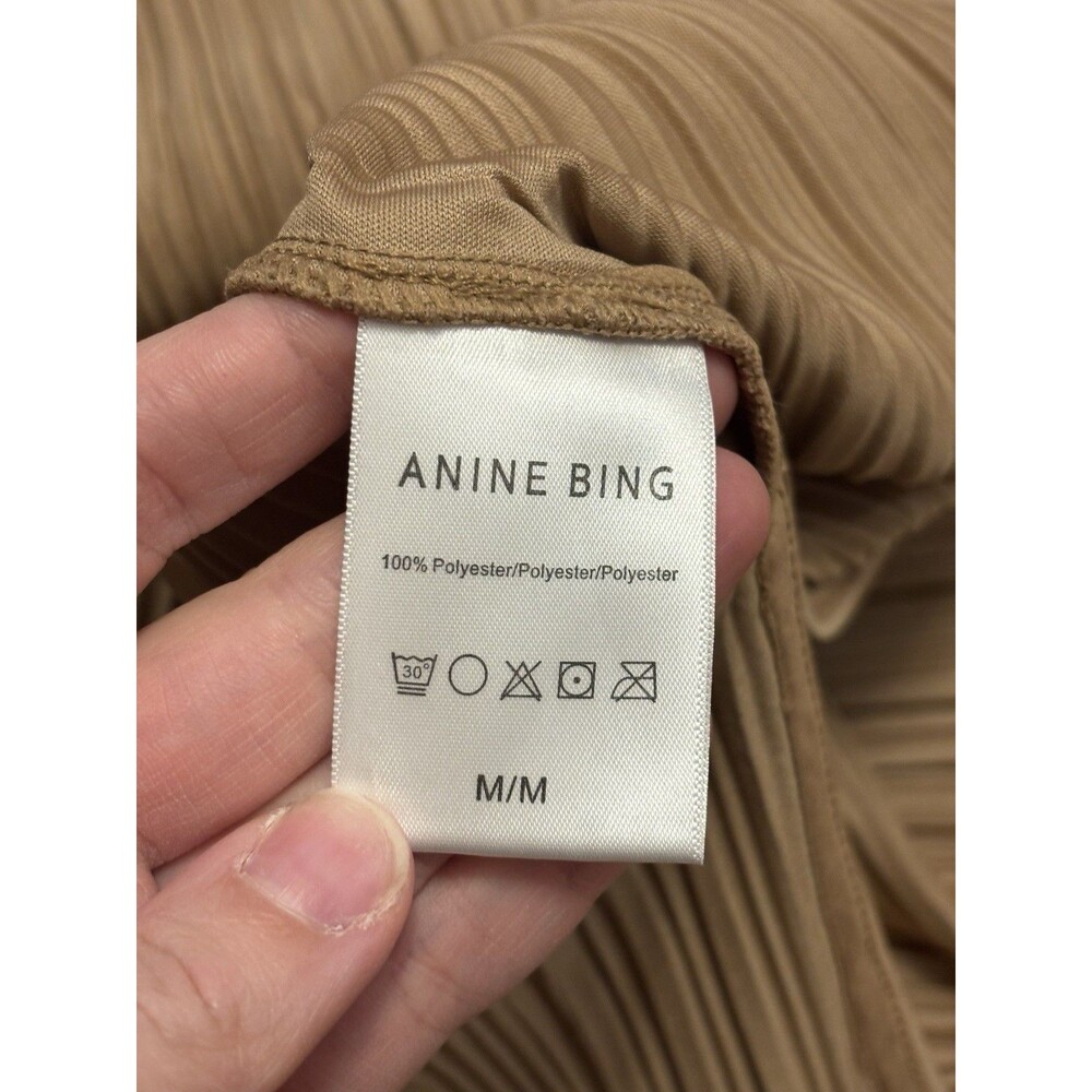 Anine Bing Melanie Pleated Midi Dress Brown Size M Sleeveless Slit - Picture 6 of 9